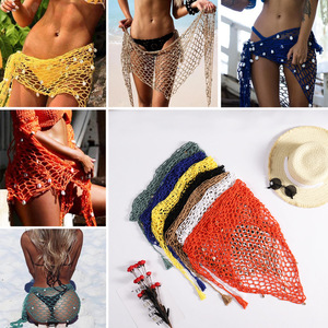 Sarong de ganchillo con cuentas triangulares para verano, de moda, para playa, bikini, traje de baño, sexy, con diseño de redes de pesca, para mujer - Product Image 5