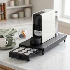 Minimalist Coffee Pod <b>Storage</b> Rack with Drawer for Kitchen Use Standing Type <b>Plastic</b> Material Detachable Design - Product Image 1