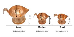 Pure Copper Diya for Pooja with Wick Holder Medium Single Deepam Oil Lamp for <b>Home</b> <b>Temple</b> Aarti Festive Decor - Product Image 2