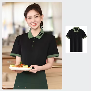 Custom Your Logo Black Color <b>Orange</b> Brown Neck Short-Sleeved Twill <b>Polo</b> Shirt for Hotel Staff Summer Hotel Restaurant Worker - Product Image 3