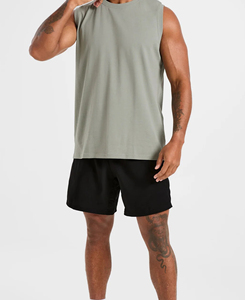 Camiseta sin Mangas para Hombre, Cuello Redondo, Color Gris Sólido, Tejido de Poliéster y Spandex, Estilo Casual, Bajo Costo, 160 g, 2026 - Product Image 5
