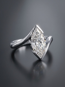 Marquise Cut Moissanite <b>Solitaire</b> <b>Ring</b> <b>silver</b> Setting Women's Engagement Band Classic Style - Product Image 5