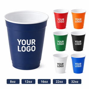 Gobelet en plastique réutilisable avec logo personnalisé, couvercle et paille – Tasse promotionnelle pour café, voyages et événements - Product Image 3