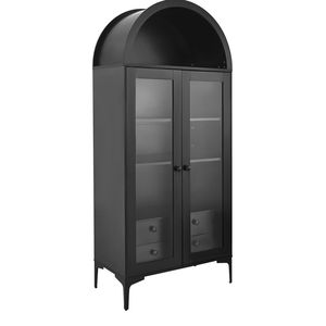 Vitrina Arqueada Alta de 70 Pulgadas con Puertas de Vidrio, Vitrina de 4 Niveles, 2 Estantes Ajustables, Elegante Librería, Vitrinas para Exhibición - Product Image 1