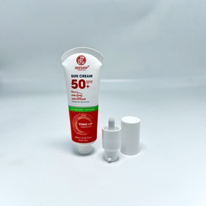 Trendy New Design White PE Tube with White Pump Cap for <b>Sunscreen</b> Cream Cosmetics featuring Modern Curved End Sealing - Product Image 1