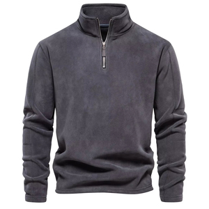 Nuevas llegadas: Sudaderas de lana para hombre con cremallera de un cuarto, color y logotipo personalizados, estilo streetwear. - Product Image 1