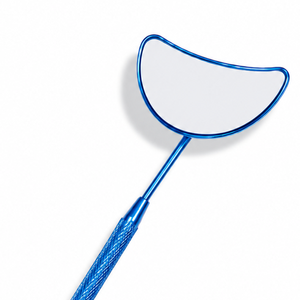 Handheld Pocket <b>Makeup</b> <b>Mirror</b> 3X <b>Magnifying</b> Single-Sided Moon Shape Blue Stainless Steel Frame - Product Image 2