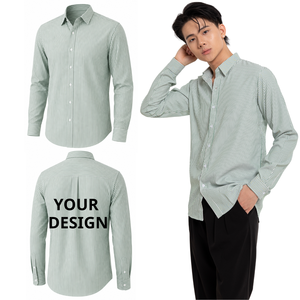 เสื้อเชิ้ตแขนยาวลายทางสำหรับผู้ชาย ผ้าฝ้ายป๊อปลิน 100% กันยับ ปกคอพับ สไตล์สมาร์ทแคชชวล แขนยาวเต็มตัว เหมาะสำหรับใส่ในฤดูใบไม้ผลิ - Product Image 2