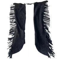 Chaps western en cuir de vachette véritable de qualité supérieure, avec boucle d'entraînement, coupe slim classique, en daim.