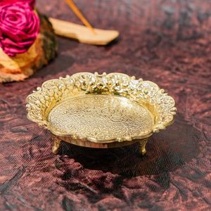 Bol en métal chinois traditionnel fait main avec finition polie et motif floral complexe pour cadeau de mariage - Product Image 1