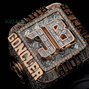 925 Silver Rose Gold Plated Moissanite Cocktail Ring <b>Letter</b> Design Pave Setting Women's Hiphop Party Jewelry - Product Image 5