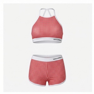 Conjunto Deportivo de Dos Piezas para Mujer, de Alta Calidad y Ecológico, con Estampado Digital a Cuadros, Transpirable, de Cintura Media, Talla Grande, para Yoga y Gimnasio - Product Image 3