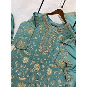 Belle robe de mariée haut et Plazzo avec fantaisie Dupatta pour les fêtes - Product Image 4