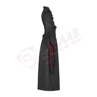 Abrigo Largo Gótico Transpirable para Mujer, Estilo Victoriano-Gótico Negro, Bordado, Hecho en Pakistán