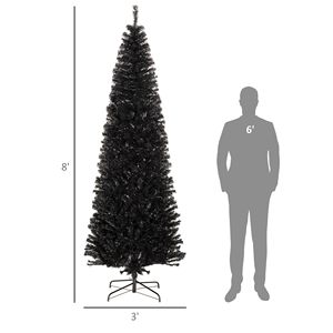 8ft Pencil Christmas <b>Tree</b> Unlit Artificial Douglas Fir Xmas <b>Tree</b> with Realistic Branches for Halloween Decorations - Product Image 6