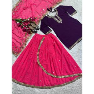Salwar Kameez en rayonne de créateur, tenue de soirée, avec haut, jupe Dhoti et dupatta - Product Image 3