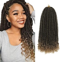 Extensions per capelli all'uncinetto Goddess Locs lisci da 18 pollici all'ingrosso, in fibra resistente al calore, con doppia trama a macchina, per donna
