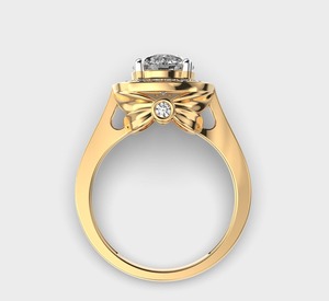 Anillo de Compromiso de Oro Sólido de 18K con Diamantes Redondos, Engaste Pavé, Joyería Fina Clásica para Mujer, Forma de Corona - Product Image 4