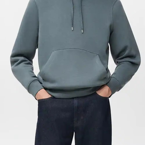 Sweat-shirt à capuche bleu acier premium pour homme, en mélange de coton doux, style streetwear décontracté, pull-over moderne, mode hiver - Product Image 3