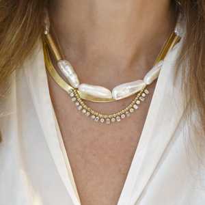 Ball Cable Chain Layering <b>statement</b> <b>Necklaces</b> Round Emerald Cut Lab Grown Diamond Two Tone 17inch 14K 18K Solid Gold Manufacture - Product Image 4