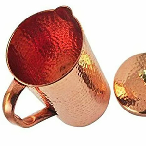 Copper jug set for improving kitchen <b>aesthetics</b> water serving metal set with <b>glasses</b> durable reusable kitchen dining drinkware - Product Image 1