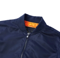 Blouson Bomber Homme Bleu Marine Personnalisé avec Logo Brodé, Blouson Aviateur Classique Zippé avec Poche Utilitaire sur la Manche Vente en Gros OEM