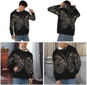 เสื้อฮู้ดดี้ผีเสื้อประดับกลิตเตอร์ขนาดใหญ่ คุณภาพพรีเมียม ขายดีที่สุด สไตล์ Y2K สีดำ ทรงโอเวอร์ไซส์ ผู้ผลิต OEM - Product Image 6