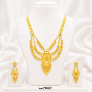 Premium Gold Finish Wedding Jewelry Set – <b>Long</b> Haram Necklace with <b>Matching</b> Earrings A-63065 - Product Image 3