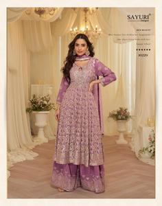 Ensemble Salwar Kameez en soie brodée orange pour femmes avec dupatta, tenue traditionnelle, coupe régulière, longueur au sol, vêtements indiens pakistanais - Product Image 3