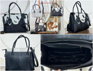 2026 New Premium Designer Genuine Cowhide Leather Handbag for Women High-Quality <b>Hair</b>-On Hide Tote Bags with <b>Braided</b> Handles - Product Image 3