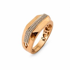 Bague pour homme en or rose 18 carats avec micro-pavé de zircon cubique, bicolore, polie, pour mariage, fête, usage quotidien, cadeau, bijoux - Product Image 2