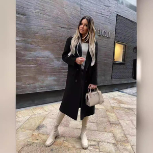 Lady <b>Womens</b> <b>Coat</b> Classic Elegant Winter Outerwear Jacket Longline Warm Ladies <b>Coat</b> Fashion Long Sleeve Button Closure Casual - Product Image 4