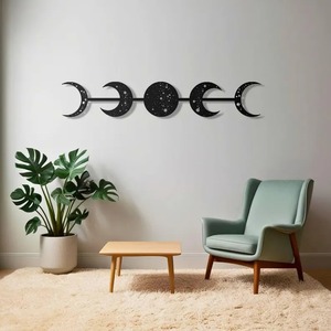 Metal Moon Phases <b>Wall</b> <b>Art</b> Black <b>Geometric</b> Horizontal Modern Handmade Hanging Decor Minimalist Home Decoration Mini 10-17 Inch - Product Image 4