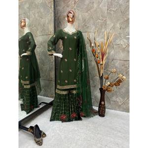 เสื้อผ้ามุสลิมแบบดั้งเดิมนักออกแบบและอุปกรณ์เสริมของพรรคสวมใส่ด้านบนด้านล่าง dupatta - Product Image 1