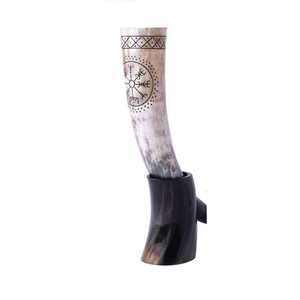 Cuerno para Beber Tallado con Motivos Vikingos, Hecho con Materiales Ecológicos y Orgánicos, Personalizable y de Alta Calidad - Product Image 1