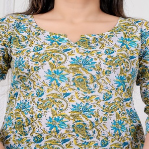Women Rayon Green Printed Kurti Top Ethnic <b>Tunic</b> Casual Wear Kurti - Product Image 3