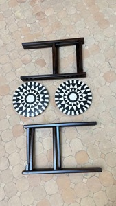 Modern <b>Marble</b> Top Nesting Stools With Wood Frame Contemporary Home <b>Bar</b> Furniture Black White Geometric Design - Product Image 5