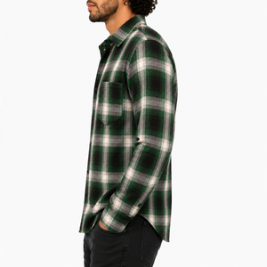 Chemises à carreaux de haute qualité en gros pour hommes, chemises à manches longues, logo personnalisé, chemises en flanelle élégantes pour hommes - Product Image 3