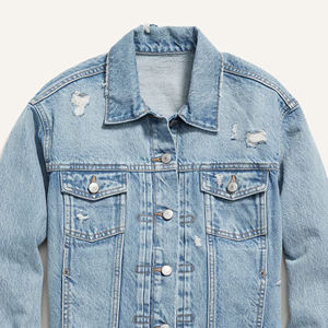 Veste en jean décontractée pour femme OEM, manteau d'hiver boutonné, coupe oversize, finition écologique, couleur personnalisable - Product Image 5