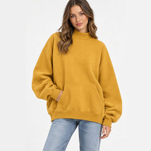Women's Oversized Mock Neck Sweatshirt <b>Long</b> <b>Sleeve</b> Pullover Front Kangaroo Pocket Casual Streetwear <b>Top</b> Autumn Wear - Product Image 5