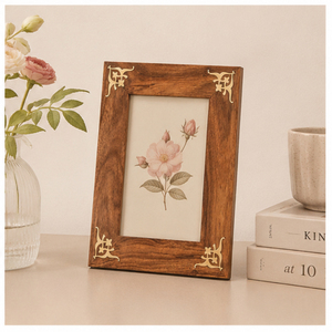 Handcrafted Solid Wood Photo <b>Frame</b> with Elegant Brass Inlay, <b>Vintage</b> Tabletop <b>Picture</b> <b>Frame</b> Wholesale for Home Decor On Sale - Product Image 2