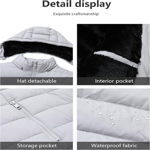 Premium Mens Lightweight Padded <b>Waterproof</b> Breathable Eco-Friendly Quick Dry Anti-Bacterial Windproof Hooded PU Fabric Jacket - Product Image 5