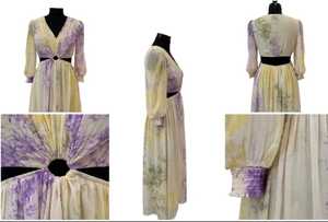 Vestido Maxi de Gasa con Estampado Floral, Cuello en V Profundo, Manga Abullonada, Estilo Bohemio, Cintura Imperio, Corte Holgado, Vestido de Fiesta para Primavera - Product Image 3