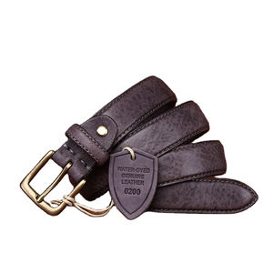 Cinturón cuadrado de piel de vaca ecológica con hebilla de pin, estilo vintage de doble cara, a la moda, con hilo de coser de cobre, para jeans. - Product Image 1