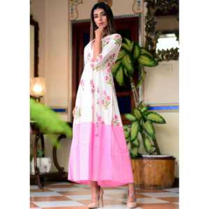 Vestido Rosa con Estampado Floral, Corte en A, Transpirable, para Uso Diario, Verano, Estilo Casual, 100% Algodón - Product Image 4