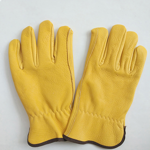 Gants de sécurité en cuir, texture lisse, résistants à l'abrasion, antidérapants, gants de travail polyvalents, poignets droits - Product Image 1