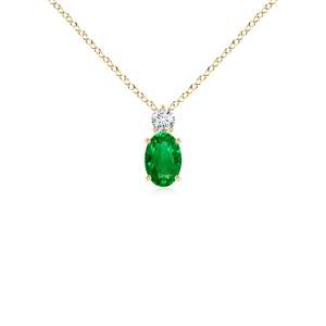 14K <b>Solid</b> <b>Gold</b> Natural Oval Emerald Solitaire <b>Pendant</b> With Diamond Fine Jewellery Classic Anniversary Wedding Gift For Her 2026 - Product Image 1
