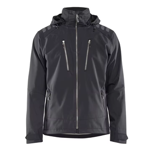 Veste en polaire à capuche noire pour homme, coupe-vent, fermeture éclair, vêtements d'hiver décontractés, coupe régulière, couleur unie, matière polyester - Product Image 2