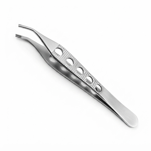 Pinzas Adson Brown Dentales Curvas con Orificios, Portaagujas Quirúrgico para Dedo Pulgar, Juego de Instrumentos de Acero Inoxidable CE Manual - Product Image 1