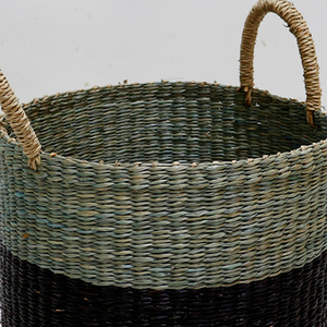 Ensemble de 4 paniers de rangement en jonc de mer bicolore avec poignées de transport rondes et hautes - Product Image 3